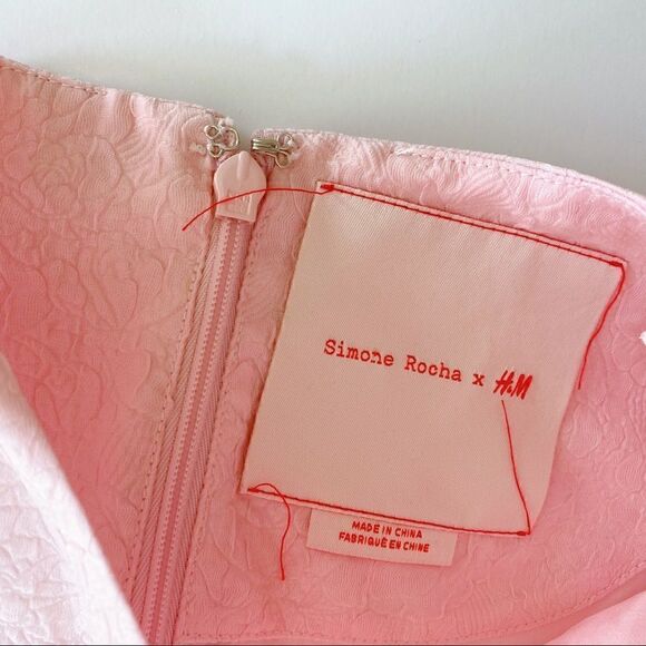 Simone Rocha x H&M Short Cloqué Mini Fit & Flare Dress Pink M - Picture 4 of 12
